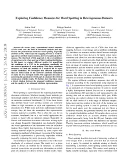 Exploring Confidence Measures for Word Spotting in Heterogeneous
  Datasets