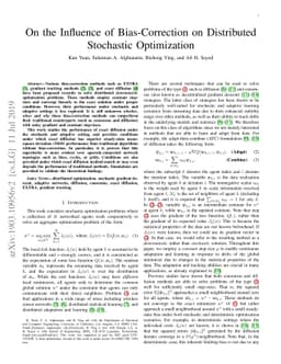 On the Influence of Bias-Correction on Distributed Stochastic
  Optimization