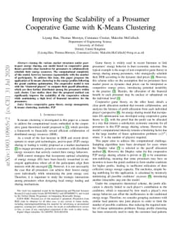 Improving the Scalability of a Prosumer Cooperative Game with K-Means
  Clustering