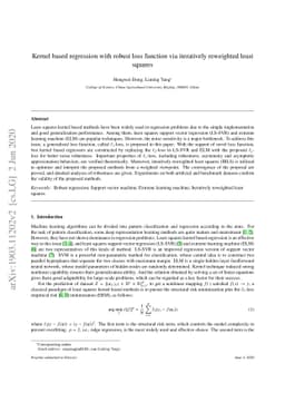 Kernel based regression with robust loss function via iteratively
  reweighted least squares