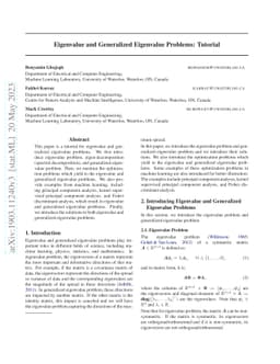 Eigenvalue and Generalized Eigenvalue Problems: Tutorial
