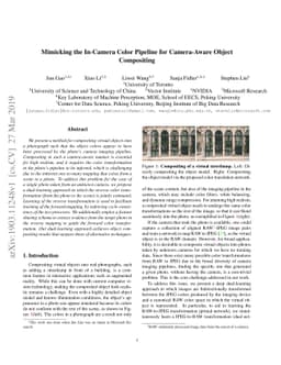 Mimicking the In-Camera Color Pipeline for Camera-Aware Object
  Compositing