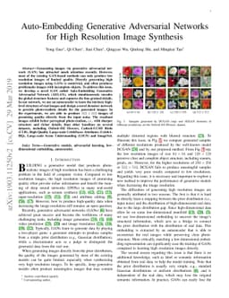 Auto-Embedding Generative Adversarial Networks for High Resolution Image
  Synthesis