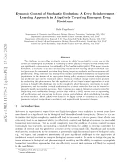 Dynamic Control of Stochastic Evolution: A Deep Reinforcement Learning
  Approach to Adaptively Targeting Emergent Drug Resistance