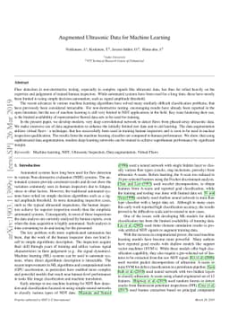 Augmented Ultrasonic Data for Machine Learning