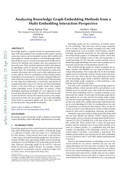 Analyzing Knowledge Graph Embedding Methods from a Multi-Embedding
  Interaction Perspective
