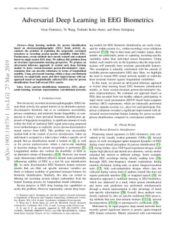 Adversarial Deep Learning in EEG Biometrics