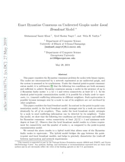 Exact Byzantine Consensus on Undirected Graphs under Local Broadcast
  Model