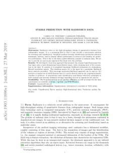 Stable prediction with radiomics data