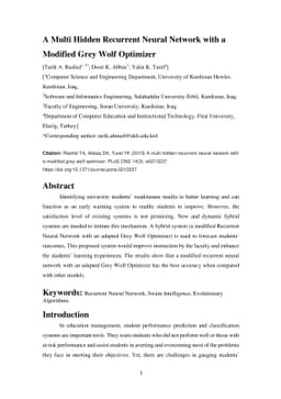 A Multi Hidden Recurrent Neural Network with a Modified Grey Wolf
  Optimizer