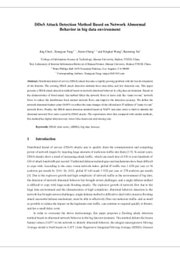DDoS Attack Detection Method Based on Network Abnormal Behavior in Big
  Data Environment