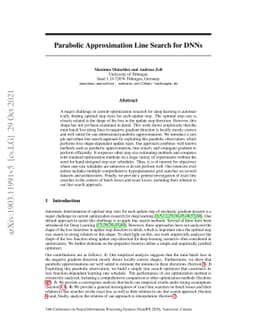 Parabolic Approximation Line Search for DNNs