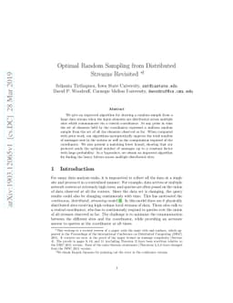 Optimal Random Sampling from Distributed Streams Revisited