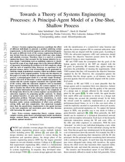 Towards a Theory of Systems Engineering Processes: A Principal-Agent
  Model of a One-Shot, Shallow Process