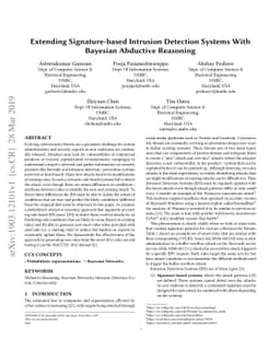 Extending Signature-based Intrusion Detection Systems WithBayesian
  Abductive Reasoning