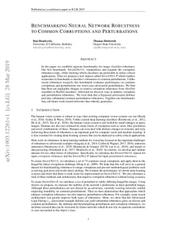 Benchmarking Neural Network Robustness to Common Corruptions and
  Perturbations