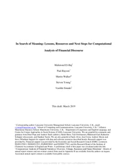 In Search of Meaning: Lessons, Resources and Next Steps for
  Computational Analysis of Financial Discourse