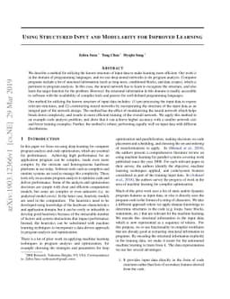 Using Structured Input and Modularity for Improved Learning