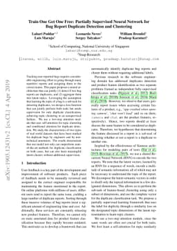 Train One Get One Free: Partially Supervised Neural Network for Bug
  Report Duplicate Detection and Clustering