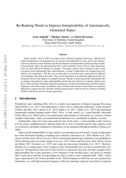 Re-Ranking Words to Improve Interpretability of Automatically Generated
  Topics