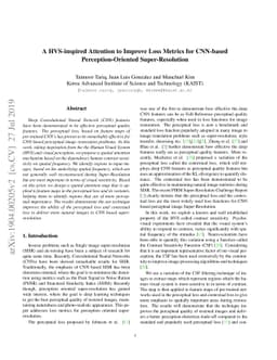 A HVS-inspired Attention to Improve Loss Metrics for CNN-based
  Perception-Oriented Super-Resolution
