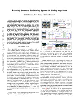 Learning Semantic Embedding Spaces for Slicing Vegetables