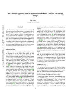 An Efficient Approach for Cell Segmentation in Phase Contrast Microscopy
  Images