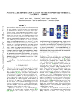 Pedestrian re-identification based on Tree branch network with local and
  global learning