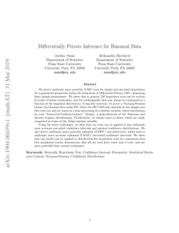 Differentially Private Inference for Binomial Data
