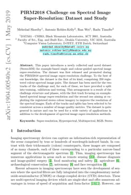 PIRM2018 Challenge on Spectral Image Super-Resolution: Dataset and Study