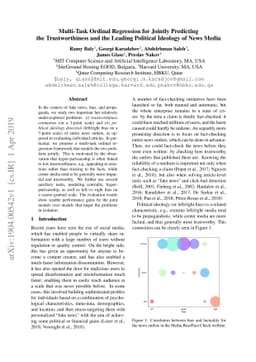 Multi-Task Ordinal Regression for Jointly Predicting the Trustworthiness
  and the Leading Political Ideology of News Media