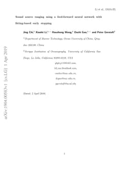 Sound source ranging using a feed-forward neural network with
  fitting-based early stopping