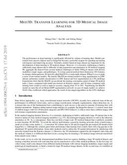 Med3D: Transfer Learning for 3D Medical Image Analysis