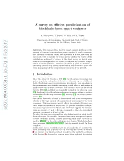 A survey on efficient parallelization of blockchain-based smart
  contracts