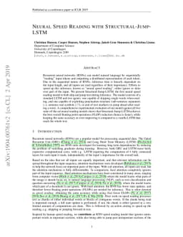Neural Speed Reading with Structural-Jump-LSTM