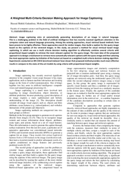 A Weighted Multi-Criteria Decision Making Approach for Image Captioning