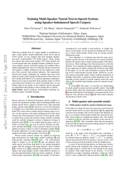 Training Multi-Speaker Neural Text-to-Speech Systems using
  Speaker-Imbalanced Speech Corpora
