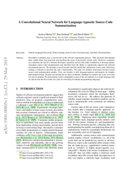 A Convolutional Neural Network for Language-Agnostic Source Code
  Summarization