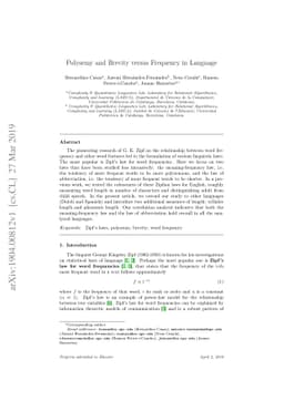 Polysemy and brevity versus frequency in language