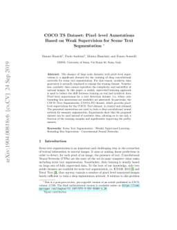 COCO_TS Dataset: Pixel-level Annotations Based on Weak Supervision for
  Scene Text Segmentation
