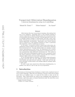 Unsupervised Abbreviation Disambiguation Contextual disambiguation using
  word embeddings