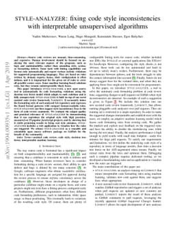 STYLE-ANALYZER: fixing code style inconsistencies with interpretable
  unsupervised algorithms