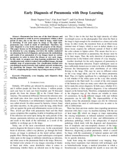 Early Diagnosis of Pneumonia with Deep Learning