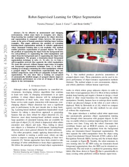 Robot-Supervised Learning for Object Segmentation