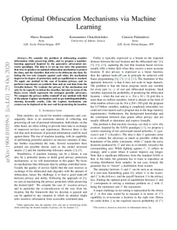 Optimal Obfuscation Mechanisms via Machine Learning