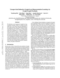 Unsupervised Inductive Graph-Level Representation Learning via
  Graph-Graph Proximity