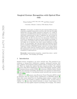 Surgical Gesture Recognition with Optical Flow only