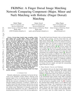 FKIMNet: A Finger Dorsal Image Matching Network Comparing Component
  (Major, Minor and Nail) Matching with Holistic (Finger Dorsal) Matching