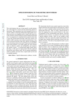 Speech denoising by parametric resynthesis
