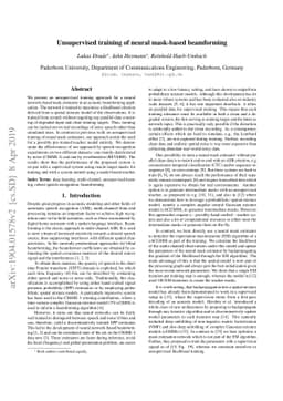 Unsupervised training of neural mask-based beamforming